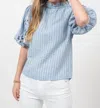 Ivy Jane Seersucker Floral Top In Blue In Blue