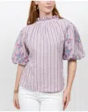 Ivy Jane Seersucker Floral Top In Lilac In Blue