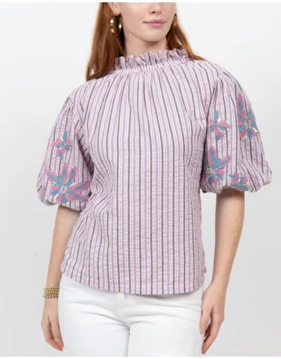Ivy Jane Seersucker Floral Top In Lilac In Blue