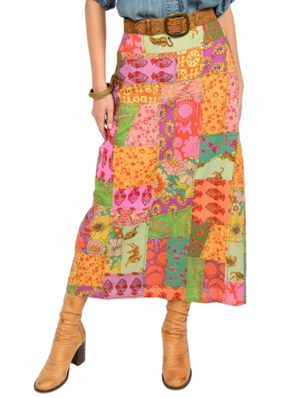 IVY JANE SHEA PATCHWORK MIDI SKIRT IN MULTICOLOR