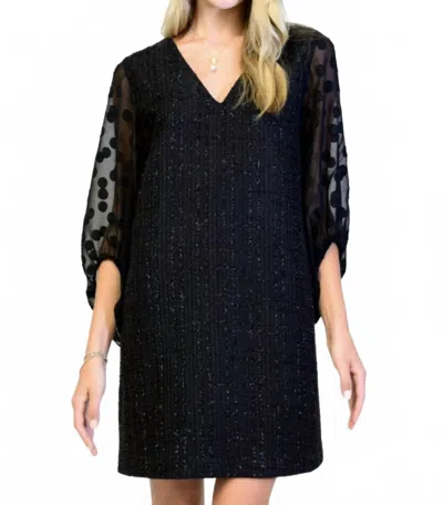 Ivy Jane Sheer Sleeve Shift Mini Dress In Black