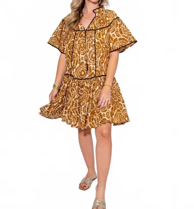 Ivy Jane Shell Stitched Trim Dress In Brown