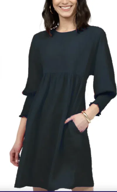 Ivy Jane Shirred Sleeve Dress In Black
