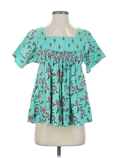 Pre-owned Ivy Jane Short Sleeve Blouse In Blue