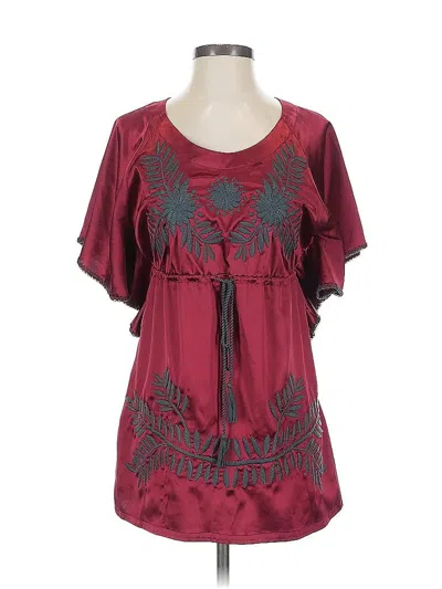 Pre-owned Ivy Jane Short Sleeve Blouse In Burgundy