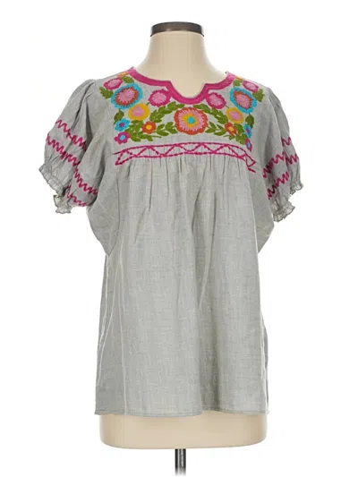 Pre-owned Ivy Jane Short Sleeve Blouse In Gray
