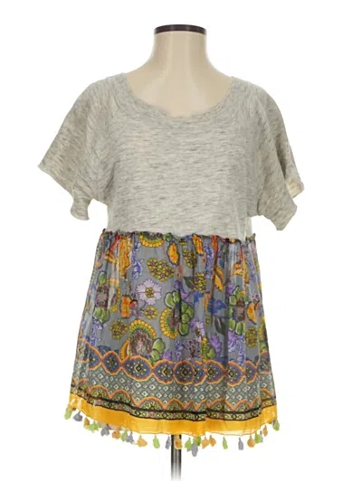 Pre-owned Ivy Jane Short Sleeve Top Gray Scoop Neck Tops