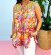 Ivy Jane Sleeveless Neon Floral Print Top In Pink Multi In Pink