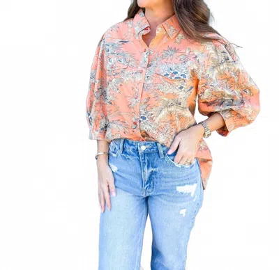 Ivy Jane Snap Front Shirt In Coral In Orange
