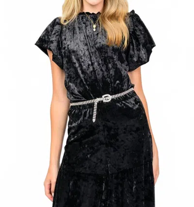 Ivy Jane Solid Velvet Flounce Top In Black