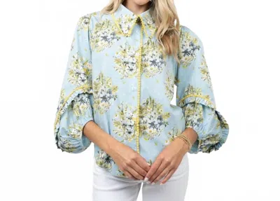 Ivy Jane Spring Bounty Shirt In Light Blue With Floral Print