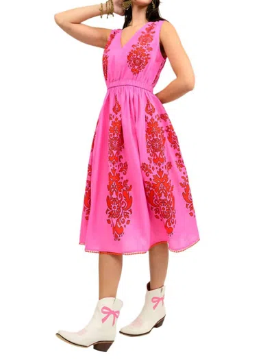 Ivy Jane Stamped Sleeveless Sundress In Pink