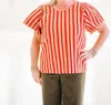 Ivy Jane Stripe And Flutter Top In Red Multi In Multi
