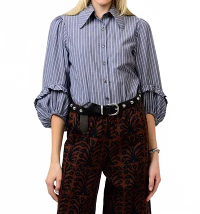 Ivy Jane Stripped Balloon Shirt In Blue/white