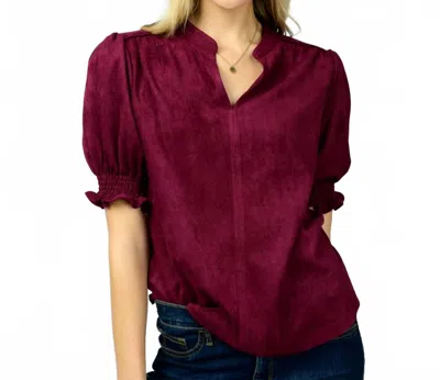Ivy Jane Suede Top In Wine In Pink