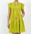Ivy Jane Lattice Trim Dress In Lime In Green