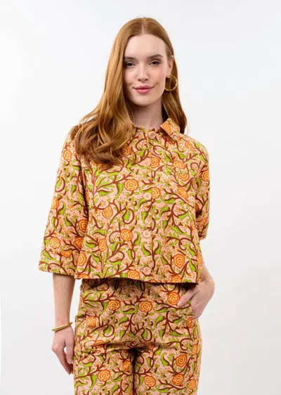 Ivy Jane Swing Floral Jacket In Peach Rose In Gold