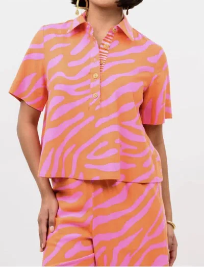 Ivy Jane Swing Popover Top In Tangerine In Pink