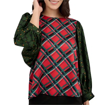 Ivy Jane Tartan And Frills Top In Red