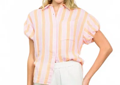 Ivy Jane The Cabana Gauze Camp Shirt In Creamsicle And Pink In Multi