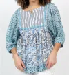 Ivy Jane Three-quarter Sleeves Top In Blue In Blue