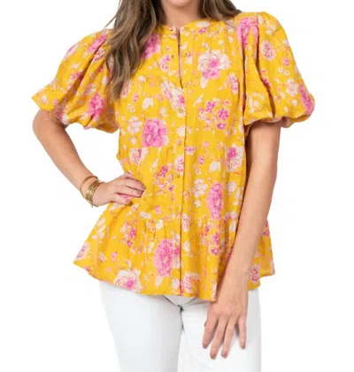 Ivy Jane Three Tiered Eyelet Top In Golden