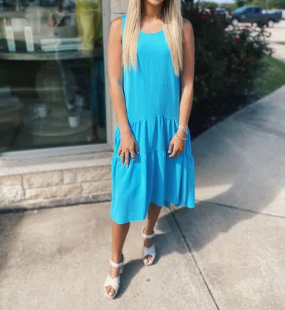 Ivy Jane Tiered Midi Sundress In Aqua In Blue