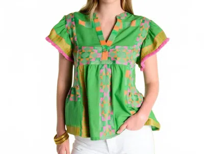 Ivy Jane Tiered Woven Top In Green