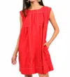 Ivy Jane Topstitched Dress In Red In Red