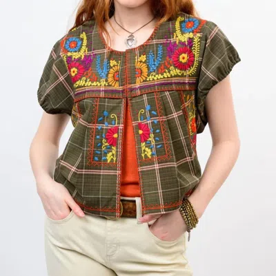 Ivy Jane Trades Bolero Top In Green Plaid