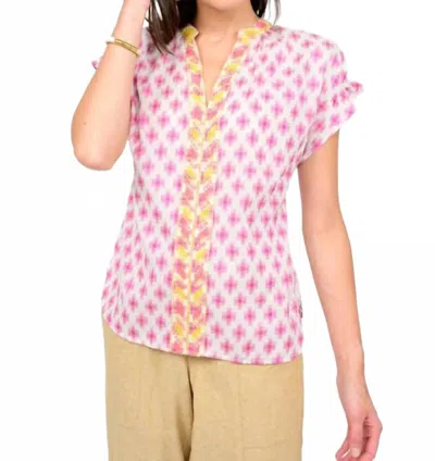 Ivy Jane Trellis Stitched Popover Top In Berry In Multi