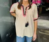 Ivy Jane Triangles Top In Ivory In Multi