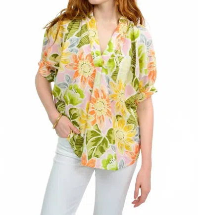 Ivy Jane Tropical Floral Popover Top In Multi In Green