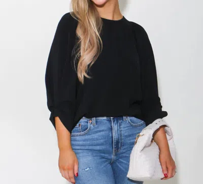 Ivy Jane Tucked Sleeve Top In Black