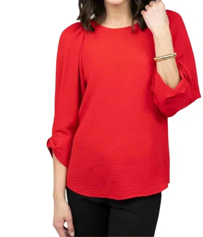 Ivy Jane Tucked Sleeve Top In Red