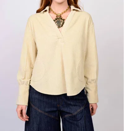 Ivy Jane Tucker Corduroy Popover Top In Ivory In Multi
