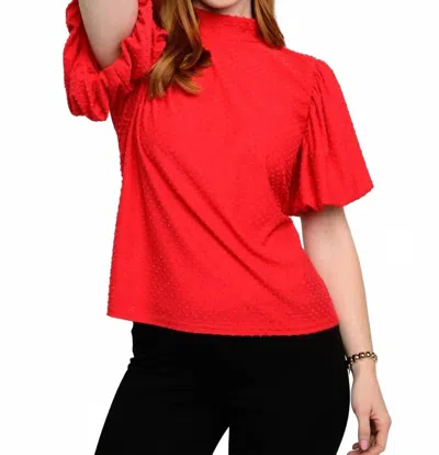 Ivy Jane Tufted Dot Knit Top In Red In Neutral