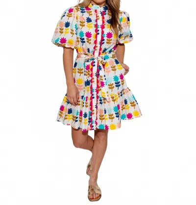 Ivy Jane Tulips In A Row Mini Dress In Multicolor