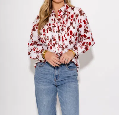 Ivy Jane Tuxedo Gauze Top In Multi In White