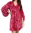 Ivy Jane V-neck Velvet Striped Dress In Raspberry