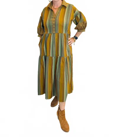 Ivy Jane Variegated Striped Midi Dress In Green