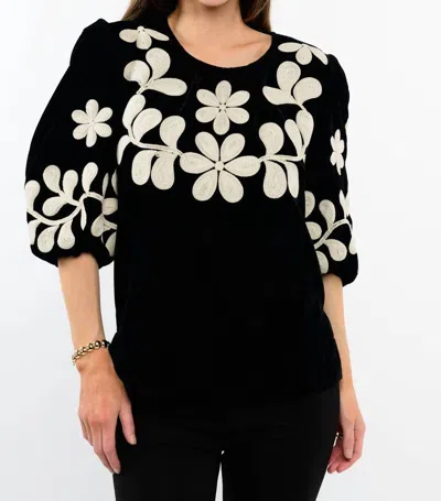 Ivy Jane Velvet Embroidered Top In Black