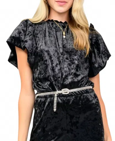 Ivy Jane Taylor Short Sleeve Velvet Top In Black