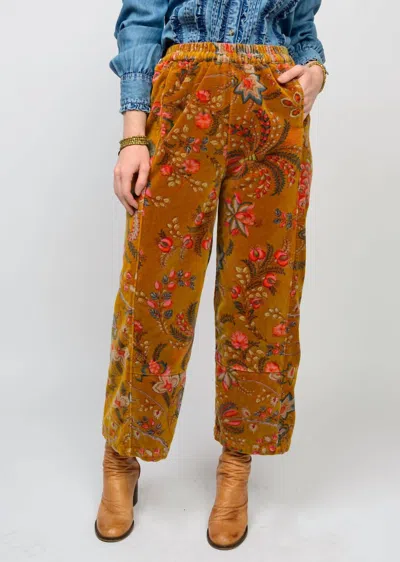 Ivy Jane Velveteen Barrel Pants In Gold In Brown