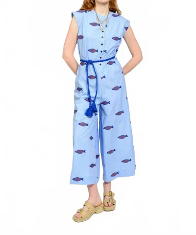 Ivy Jane Women's Embroidered Fish Jumpsuit In Blue