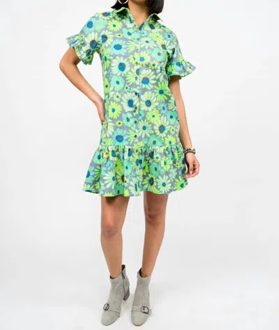 Ivy Jane Women's Neon Blooms Shirt Dress In Grey In Multi