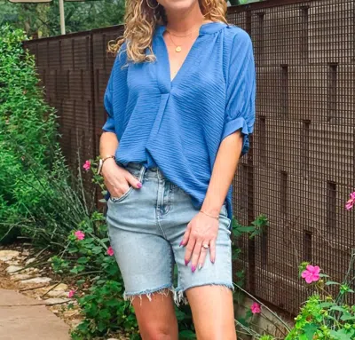 Ivy Jane Women's Popover Dolamn Top In Blue
