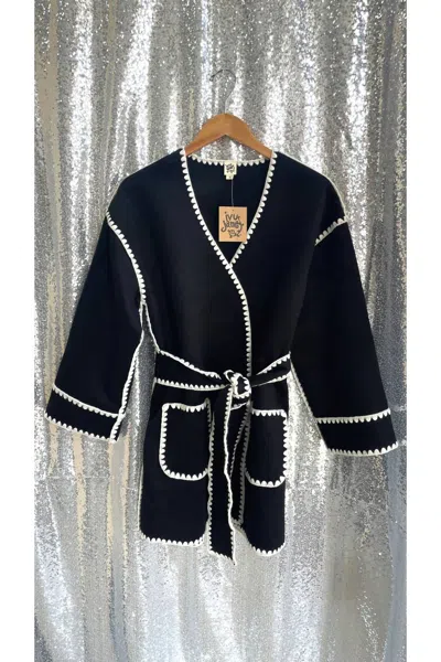 Ivy Jane Women's Whipstitched Wrap Coat In Black