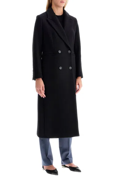 Ivy & Oak Double-breasted Wool Midi Coat In Black (black)