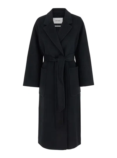 Ivy & Oak Celia Belted Double Face Coat In Black